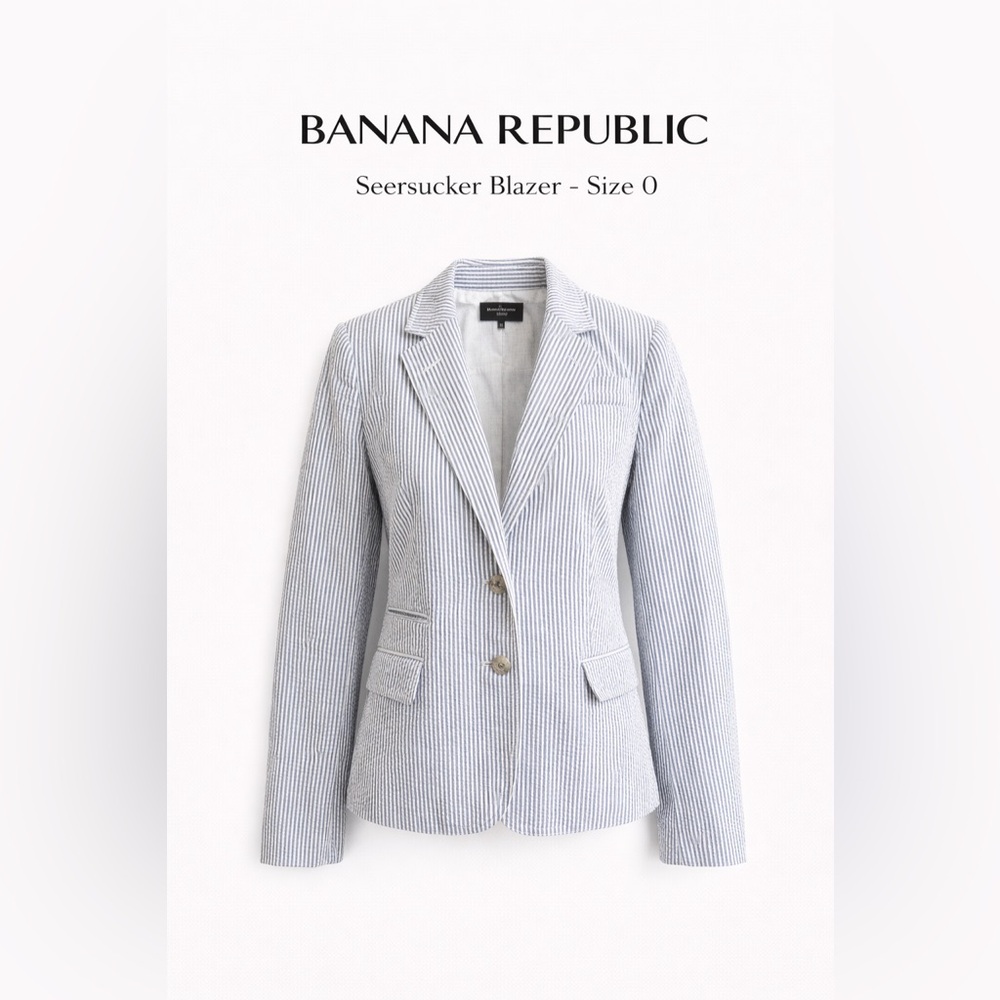 Banana Republic Blue & White Seersucker Blazer